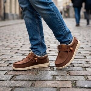 Hey Dude Wally Cozy Plaid Downtown Brown Slip On Loafers 44341-2IG Men's 7 *NEW*